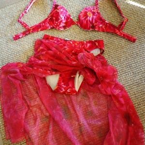 Bikini SWIM Wrap Set Sz 2 Shape FX Mesh Wrap Skirt
